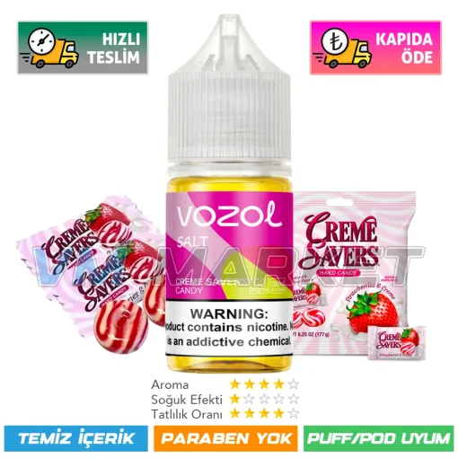 Vozol Likit Creme Savers Candy Salt 30ml